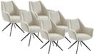 Maison Céphy Set van 6 stoelen met armleuningen van stof en zwart metaal - Beige - KARDESA