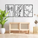 Unyqoos® Set van drie metalen wanddecoraties met elegant dubbel hartontwerp