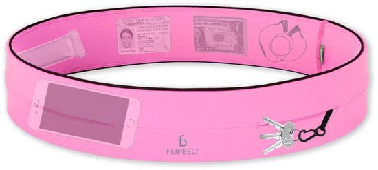 Flipbelt Classic - Running Belt - Hardloopriem voor Telefoon, Water en Meer - Unisex - Girly Pop Pink - M