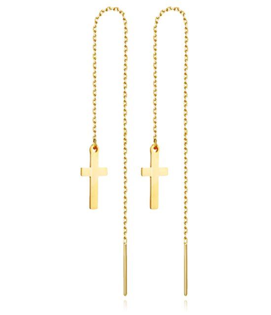 Cilla Jewels Lookinggoodtoday Goudkleurige Ketting Oorbellen Dames met Kruis van Edelstaal