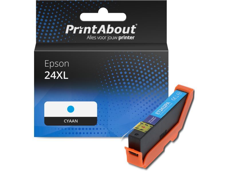 PrintAbout Inktcartridge 24XL (C13T24324012) Cyaan Hoge capaciteit geschikt voor Epson