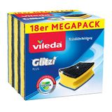 Vileda Glitzi Plus Lot de 18 éponges vaisselle ultra-absorbantes, avec effet antibactérien