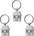 Merkloos / Sans marque Sleutelhanger met huisje - 3x - 7 cm - RVS - nieuwe woning cadeau - huissluitels