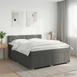 vidaXL Boxspringbed met matras, donkergrijs, 160 x 200 cm, stof