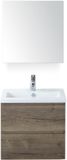 BES LED Vogue Badmeubelset 60 cm - Greeplijst in Kleur - Tabacco - Keramische Wastafel Wit 1 Kraangat met Spiegelkast