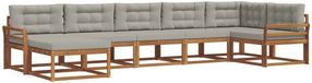 vidaXL - Ensemble de salon d'angle - 7 places - Acacia bois - Naturel et gris clair