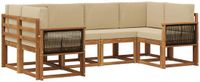 vidaXL - Buiten - bank - set - 6 - st - Natuurlijk - en - Beige - Massief - Acacia - Hout