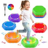 Tiny Thinkers B.V. Stapstenen met Licht en Geluid - 5 Stuks - Oplaadbare Stepping Stones - Met Speelboekje - Stapelstenen - Balansstenen met Antislip