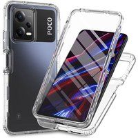 Phonillico® Case voor Xiaomi Poco X5 5G - 360 Volledig transparante hoes 2 voor- en achterkant in elkaar grijpende onderdelen