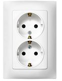 SIMON - Schuko inbouwstopcontact, serie Simon 10, 250 V, 10 A, plat en dun wandstopcontact, eenvoudig te installeren, inclusief frame, deksel en mechanisme, vrouwelijk stopcontact, wit
