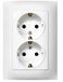 SIMON - Schuko inbouwstopcontact, serie Simon 10, 250 V, 10 A, plat en dun wandstopcontact, eenvoudig te installeren, inclusief frame, deksel en mechanisme, vrouwelijk stopcontact, wit