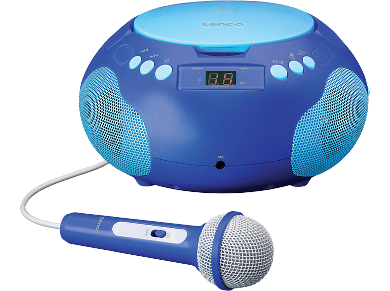 Lenco Portable Radio CD Player BT and Mic Boombox - Blue - 8711902080176