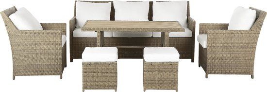 Beliani FONTI Loungeset 5-persoons - Bruin PE rotan - Weerbestendig