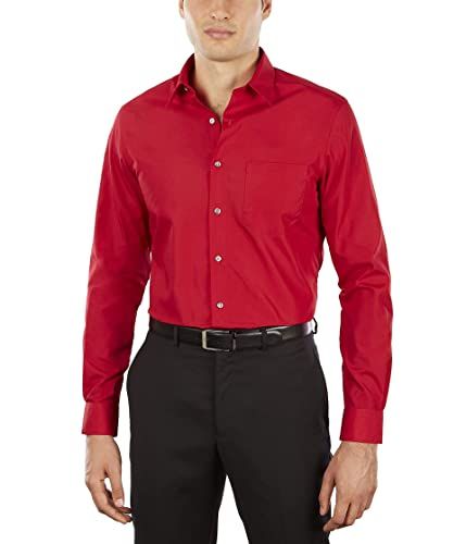 Van Heusen Herenoverhemd getailleerd poplin effen - Vlam - 16.5 Neck / 36-37 Sleeve