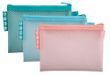 Exacompta - 37120E - Lot de 3 pochettes zippées en plastique souple EVA - Format A6 - Pour le rangement de fournitures, accessoires de beauté - 3 couleurs différentes