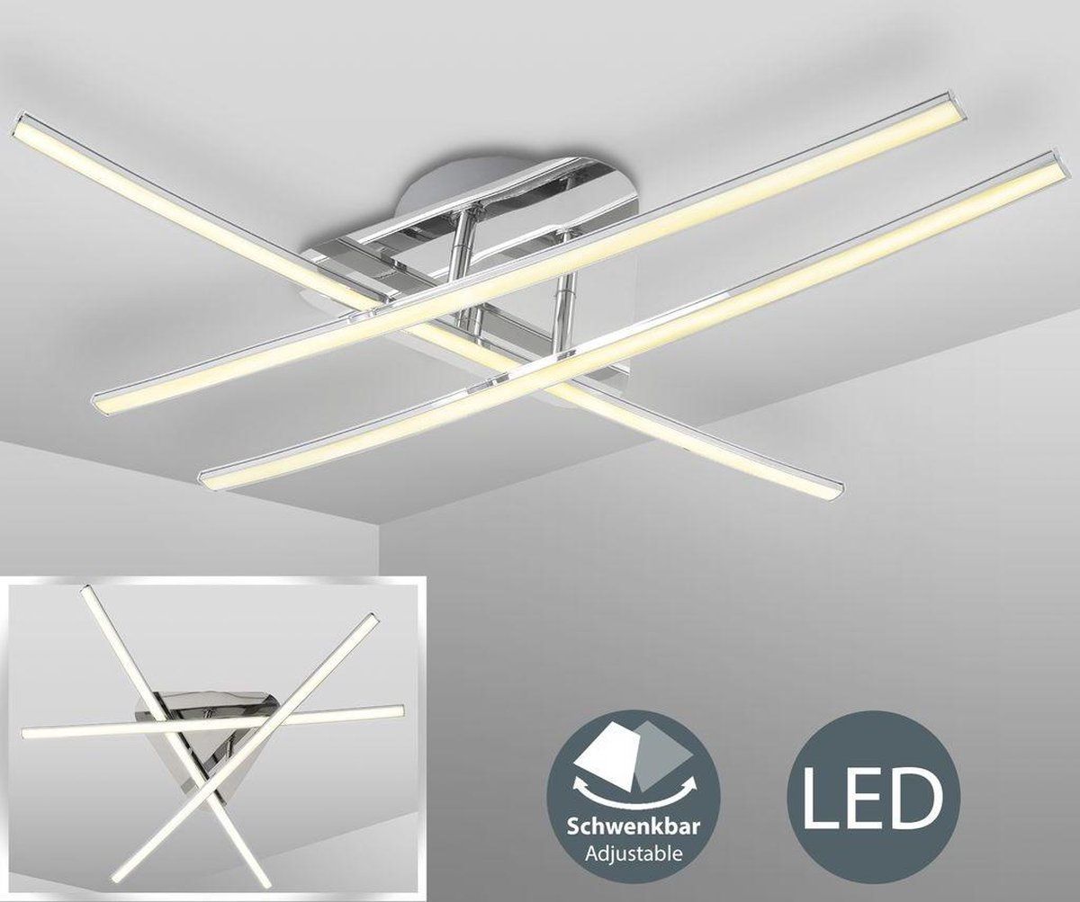 B.K.Licht Design LED Plafondlamp - Chroom - 24W - 3000K - 2400Lm