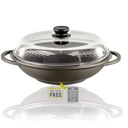 Berndes Classics Bonanza Induction Wok met glazen deksel en accessoires - 5,5 liter - Zwart