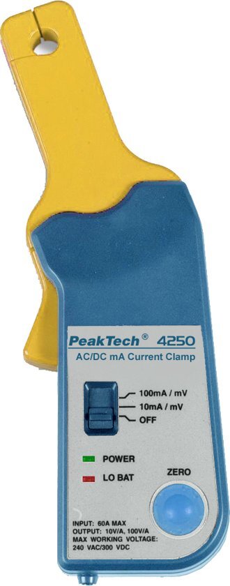 Peaktech 4250 Stroomtangadapter voor multimeter ~ 60 A AC / DC ~ met 4 mm-stekkers