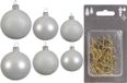 Kaemingk B.V. Grand paquet boules de Noël en verre hiver blanc brillant/mat 50x pièces - 4-6-8 cm incl. crochets