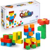Playmags Magnetische Blokken Bouwspeelgoed, 64 Stuks Magneetblokjes STEM-Speelgoed Voor Peuters En Kinderen, Kleuterschool, Educatief Sensorisch Bouwspeelgoed Voor Jongens En Meisjes