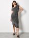 Apricot Midi-jurk met gedrapeerde schouder en glans