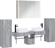 vidaXL Badkamermeubelset 6 st Grijs Sonoma Bewerkt hout en glas
