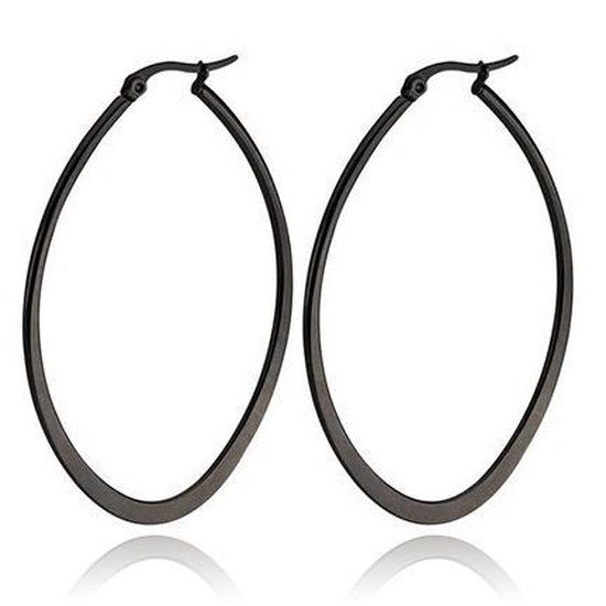 Cilla Jewels Ovale oorbellen Edelstaal Zwart-60mm