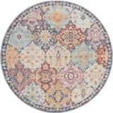 the carpet Palma – Indoor & Outdoor Vloerkleed, Weerbestendig & Onderhoudsvriendelijk – Oosters Patchwork Motief – Multicolor – Rond 120 cm