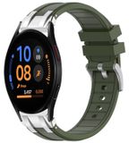 Wigento Samsung Galaxy Watch FE 40mm: siliconen horlogeband met snelsluiting, zilveren gesp, vervanging, donkergroen