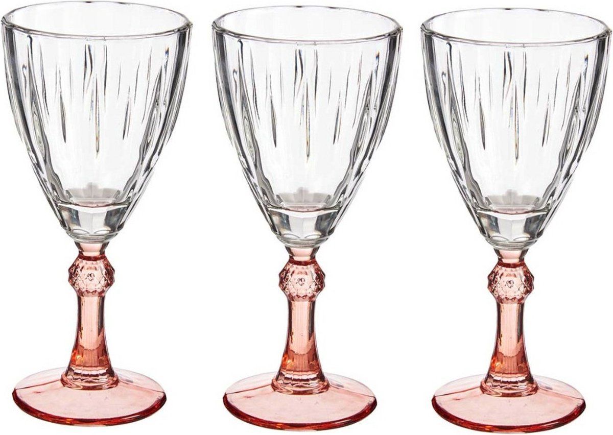 Vivalto - Wijnglazen Exotic Collection set 6x op oranje voet 275 ml - Transparant