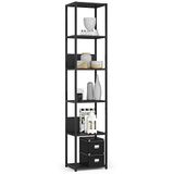 AKORD Open Boekenkast, Ladderkast, Industrieel Design / Vakkenkast met 6 Planken / Opbergplank / Boekenrek Opslagrek / Zwart / 40 x 192 x 32 cm