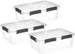 5Five opberg Box met deksel - 3x - Solutions Protect - 32 liter - 58 x 39 x 22 cm - kunststof - transparant - extra stevig