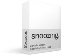 Snoozing Percale Katoen Hoeslaken Extra Hoog - Lits-jumeaux (160x210 cm) - Wit