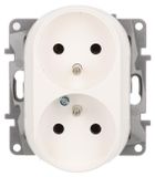 Legrand Niloe prise de courant double avec terre sans plaque, 2x2P+Z, pour montage encastré dans boîte d'encastrement blanche (764562)