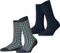 Esprit Retro Plaid 2 Pack gedessineerd katoen multipack sokken dames blauw - maat 39-42