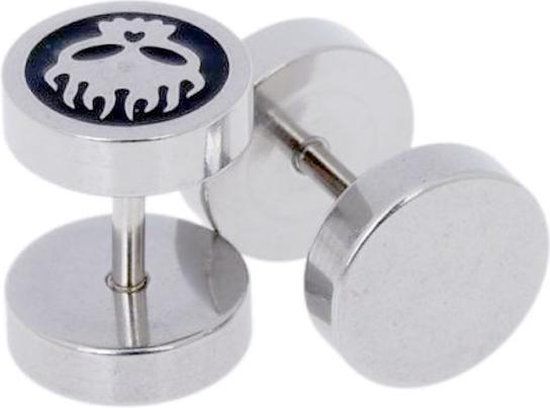 LGT JWLS Lookinggoodtoday Heren oorbellen Fake Ear Plug Skull