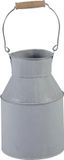 Mega Collections Melkbus plantenpot/bloempot - zink - lichtgrijs - D13 x H20 cm