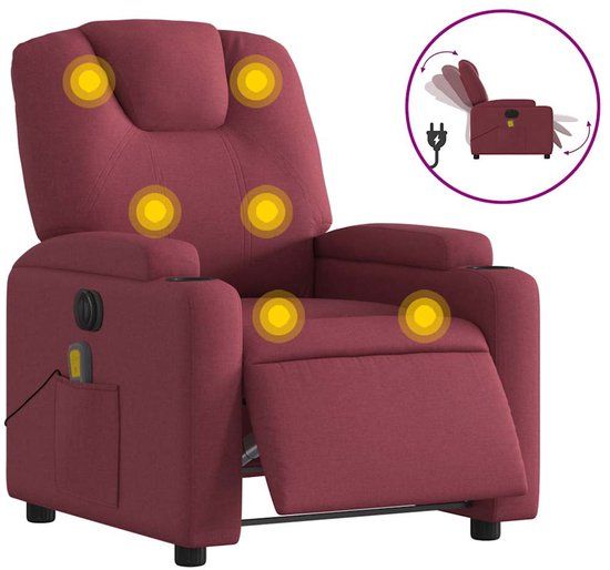 vidaXL Massagestoel elektrisch verstelbaar stof wijnrood