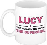 Bellatio Decorations naam cadeau mok - Lucy - Woman Myth Supergirl - koffiemok - 300 ml - collega - moederdag