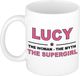 Bellatio Decorations naam cadeau mok - Lucy - Woman Myth Supergirl - koffiemok - 300 ml - collega - moederdag