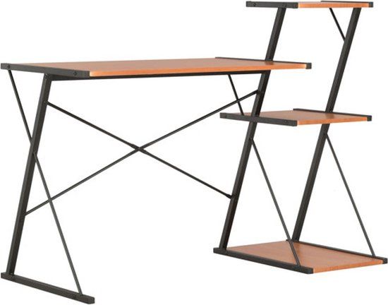vidaXL Bureau met schap 116x50x93 cm zwart en bruin
