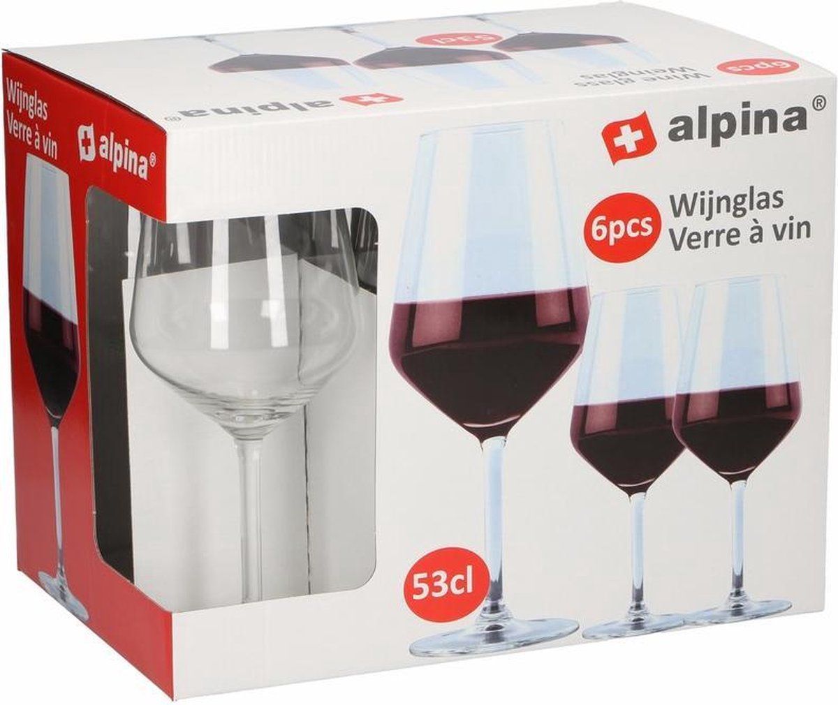 Luxury houseware 18-delige wijnglazen voor rode wijn 530 ml - Transparant