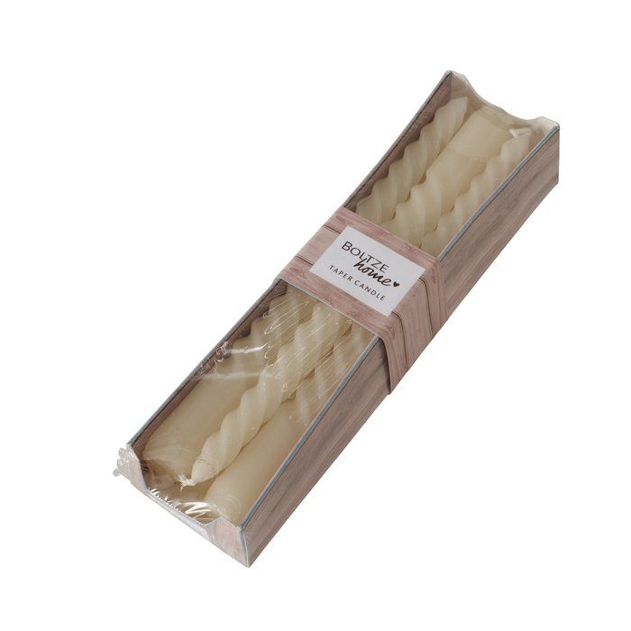Boltze Home Kaarsen Twisto - 6 stuks - Ø2x20cm - Creme