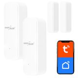 GreenBlue - Tuya slimme wifi- deur en raamsensor - Draadloze reedschakelaar - WiFi-openingssensor - 3,0 V DC, LR03x2, GB479 W - 2 stuks