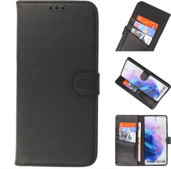 Giuliano - Samsung Galaxy S21 Plus Book Case - Black Leather Phone Case