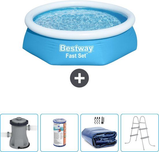 Bestway Fast Set Opblaasbaar Zwembad - 244cm - Blauw - Compleet met Accessoires