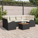 vidaXL Tuinbank Set 2-zits Zwart Polyrattan