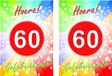 Bellatio Decorations verjaardag deurposter - 2x - 60 jaar - 59 x 42 cm - leeftijd feestartikelen