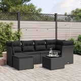 Maison Exclusive - Ensemble de meubles de jardin 7 pièces avec canapé et coussins, noir, en polyrotin