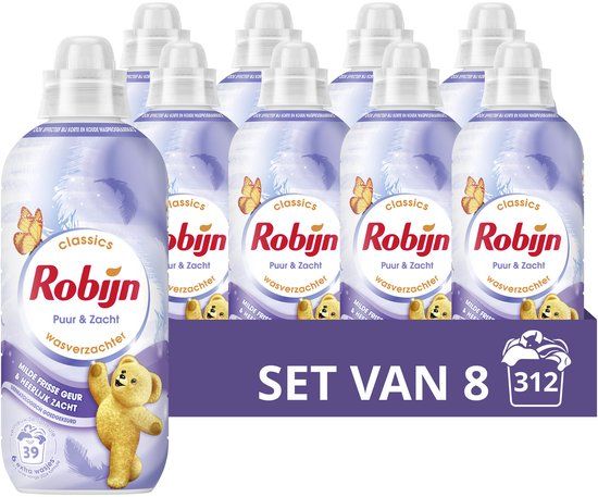 Robijn Wasverzachter Puur & Zacht - 8 flessen - 312 wasbeurten